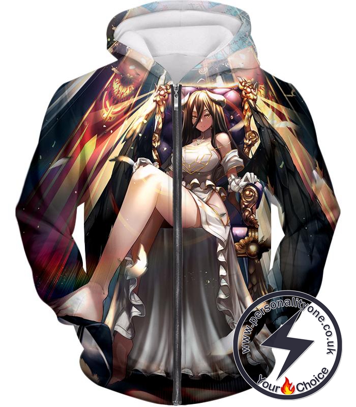 Overlord Highly Skilled Albedo Cool Guardian Overseer Awesome Graphic Promo Zip Up Hoodie